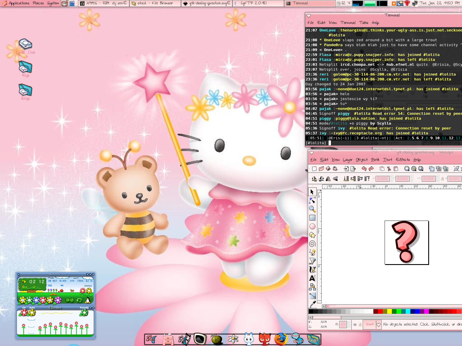 Hello Kitty Ubuntu (Desktop Screenshot)